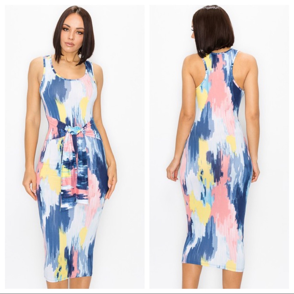 Abstract Print Midi Dress